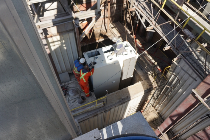 Installation crew placing equipment for Helical Works